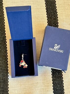 Swarovski Roller Skate Charm Ruby, Blue, White Crystal Accents New in Box NIB
